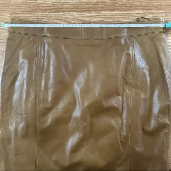 NWT Talbots 100% Lambskin Brown Leather Pencil Skirt W Slit Women’s Size 12P